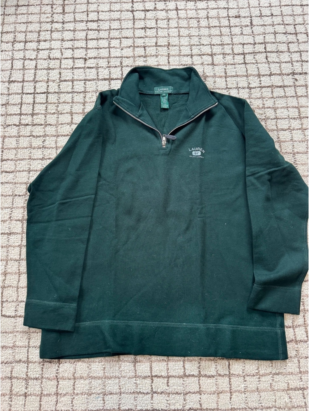 Vintage Men’s Ralph Lauren Green 1/4 Zip 90s preppy academia Sweatshirt M